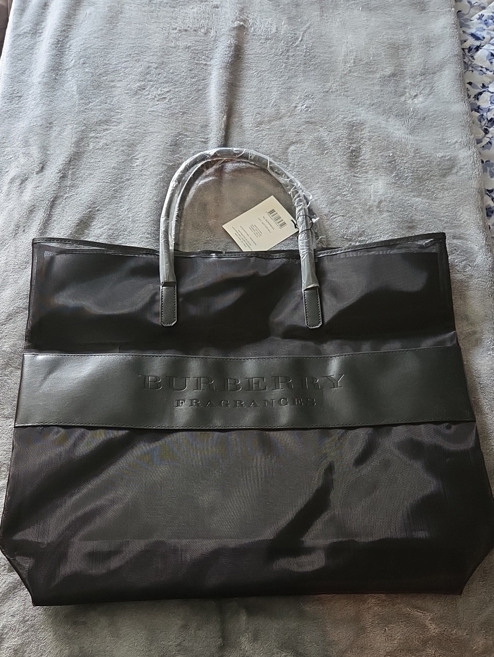 Burberry Black Tote with Embossed Fragrance Panel